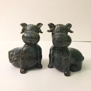 Vintage Lot of 2 Cow Figurine 5  Inch Tall Ceramic Figures